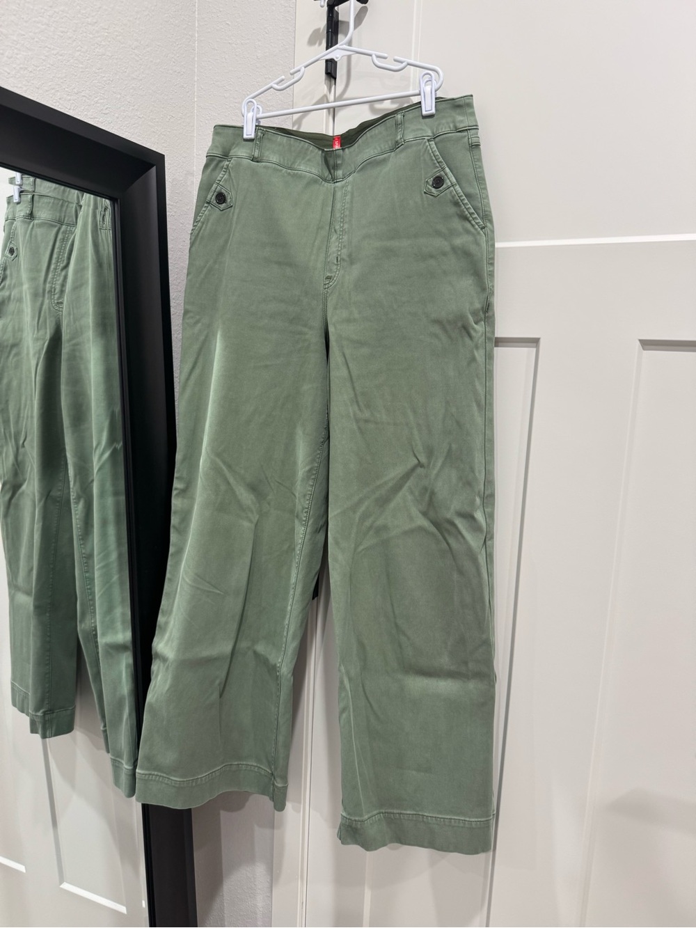 SPANX Wide-Leg Cotton Pants in Olive